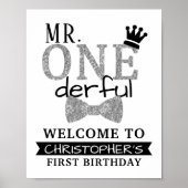 De heer ONEderful 1st Birthday Welcome Sign Poster (Voorkant)