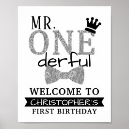De heer ONEderful 1st Birthday Welcome Sign Poster