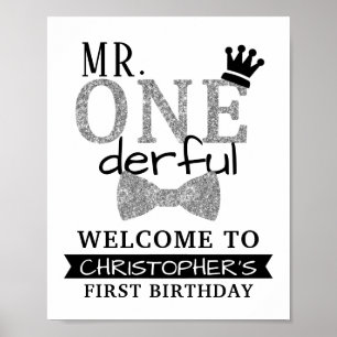 De heer ONEderful 1st Birthday Welcome Sign Poster
