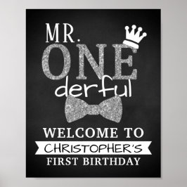 De heer ONEderful 1st Birthday Welcome Sign Poster