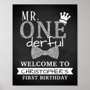 De heer ONEderful 1st Birthday Welcome Sign Poster