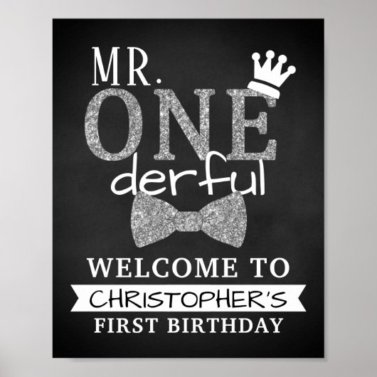 De heer ONEderful 1st Birthday Welcome Sign Poster (Voorkant)