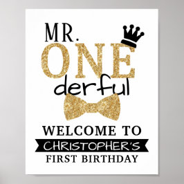 De heer ONEderful 1st Birthday Welcome Sign Poster