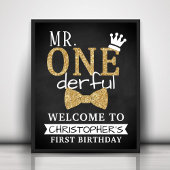 De heer ONEderful 1st Birthday Welcome Sign Poster
