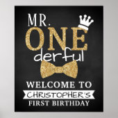 De heer ONEderful 1st Birthday Welcome Sign Poster (Voorkant)