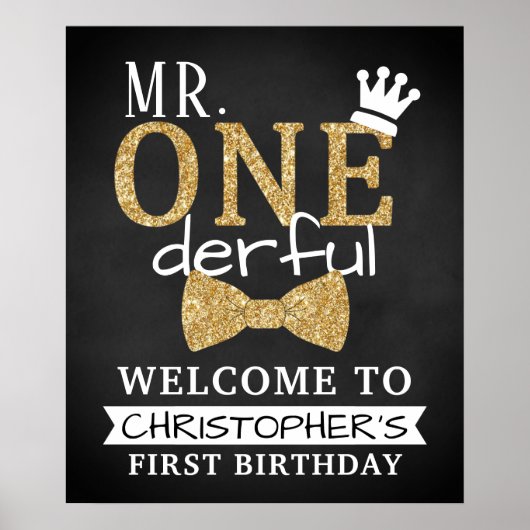 De heer ONEderful 1st Birthday Welcome Sign Poster (Voorkant)