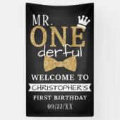 de heer ONEderful 1st Birthday Welcome Spandoek (Verticaal)
