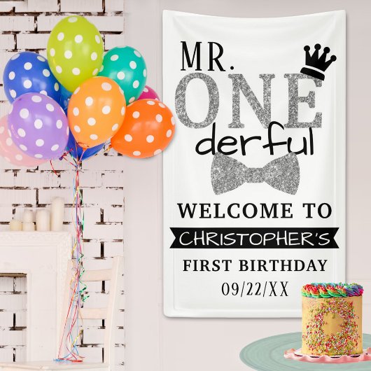 de heer ONEderful 1st Birthday Welcome Spandoek