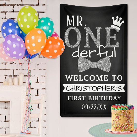 de heer ONEderful 1st Birthday Welcome Spandoek