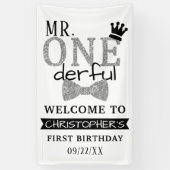 de heer ONEderful 1st Birthday Welcome Spandoek (Verticaal)