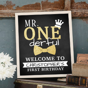 De heer ONEderful 1st Real Folie Birthday Welcome  Folie Afdrukken