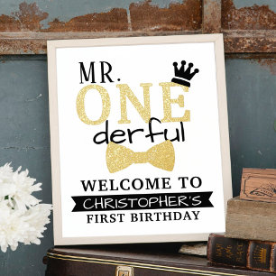 De heer ONEderful 1st Real Folie Birthday Welcome  Folie Afdrukken