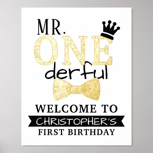 De heer ONEderful 1st Real Folie Birthday Welcome  Folie Afdrukken (Voorkant)