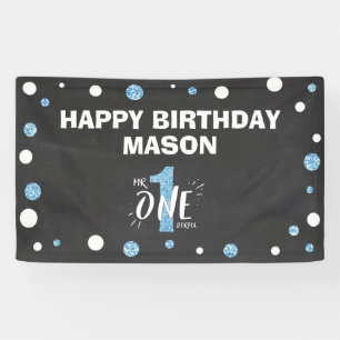 De heer Onederful Birthday Banner Boy Black Blue