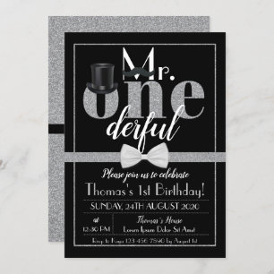 De heer Onederful Birthday Invitation Black & Whit Kaart