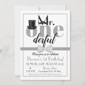 De heer Onederful Birthday Invitation Black & Whit Kaart (Voorkant)
