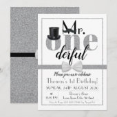 De heer Onederful Birthday Invitation Black & Whit Kaart (Voorkant / Achterkant)