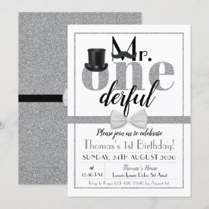 De heer Onederful Birthday Invitation Black & Whit Kaart