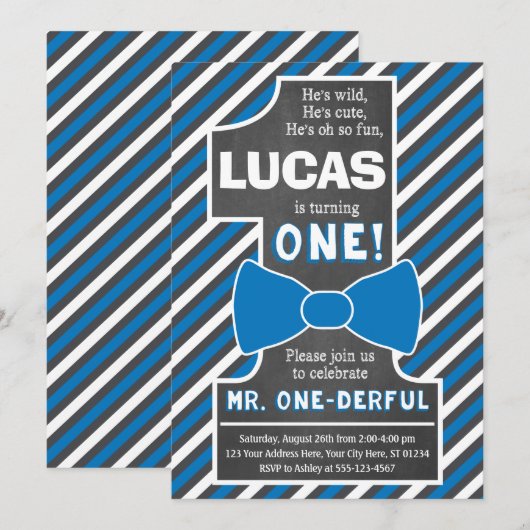 de heer ONEderful Birthday Invitation Kaart (Voorkant / Achterkant)