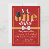 De heer Onederful Birthday Invitation Red & Gold Kaart (Voorkant)