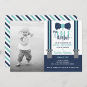 de heer ONEderful Birthday Party Invitation Kaart (Voorkant / Achterkant)
