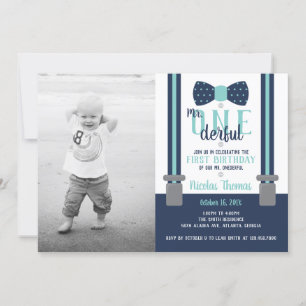 de heer ONEderful Birthday Party Invitation Kaart