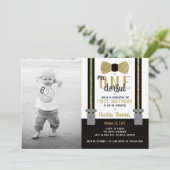 de heer ONEderful Birthday Party Invitation Kaart (Staand voorkant)