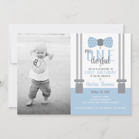 de heer ONEderful Birthday Party Invitation Kaart (Voorkant)