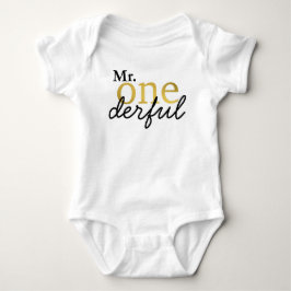 De heer Onederful Black en Faux Gold Baby Shirt