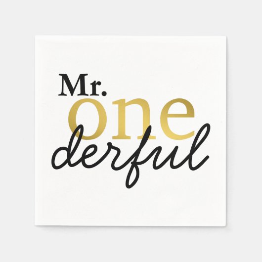 De heer Onederful Black en Gold Party Napkins Servetten (Voorkant)
