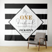 De heer Onederful Black en White Striped Backdrop Wandkleed (In Situ (horizontaal))