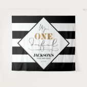De heer Onederful Black en White Striped Backdrop Wandkleed (Voorkant (horizontaal))