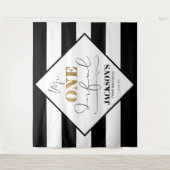 De heer Onederful Black en White Striped Backdrop Wandkleed (Voorkant)