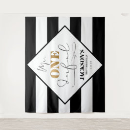 De heer Onederful Black en White Striped Backdrop Wandkleed