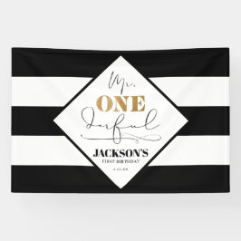 de heer Onederful Black en White Striped Banner