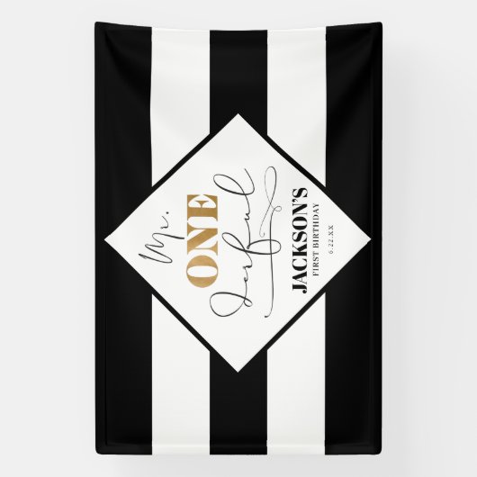 de heer Onederful Black en White Striped Banner (Verticaal)