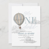 De heer Onederful Blauwe Hete Luchtballon 1e Verja Kaart (Voorkant)