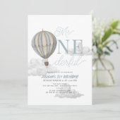 De heer Onederful Blauwe Hete Luchtballon 1e Verja Kaart (Staand voorkant)