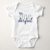 de heer Onederful Blue en Faux Silver Baby Shirt (Voorkant)
