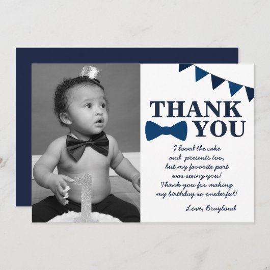 De heer Onederful Blue Hartelijk dank Bedankkaart (Voorkant / Achterkant)