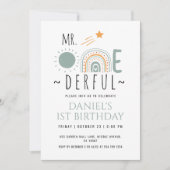 de heer Onederful Boho Rainbow First Birthday Boy Kaart (Voorkant)