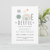 de heer Onederful Boho Rainbow First Birthday Boy Kaart (Staand voorkant)