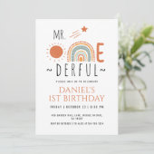 de heer Onederful Boho Rainbow First Birthday Boy Kaart (Staand voorkant)