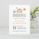 de heer Onederful Boho regenboogprik eerste verjaa Kaart (Staand voorkant)