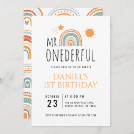 de heer Onederful Boho regenboogprik eerste verjaa Kaart