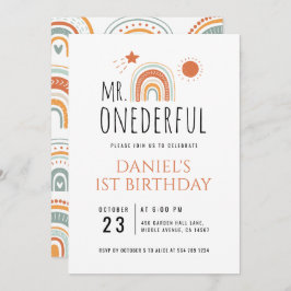 de heer Onederful Boho regenboogprik eerste verjaa Kaart