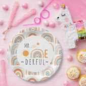 de heer Onederful Boho regenboogprik eerste verjaa Papieren Bordje (Feest)