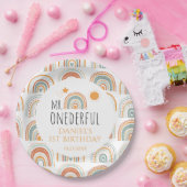 de heer Onederful Boho regenboogprik eerste verjaa Papieren Bordje (Feest)
