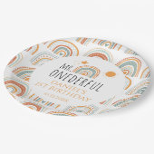de heer Onederful Boho regenboogprik eerste verjaa Papieren Bordje (Gekanteld)