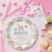 de heer Onederful Boho regenboogprik eerste verjaa Papieren Bordje (Feest)